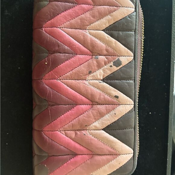 Coach Wallet Quilted handbag I’d coin purse Oxblood ACCORDION ZIP OMBRE F31954) - Picture 8 of 11